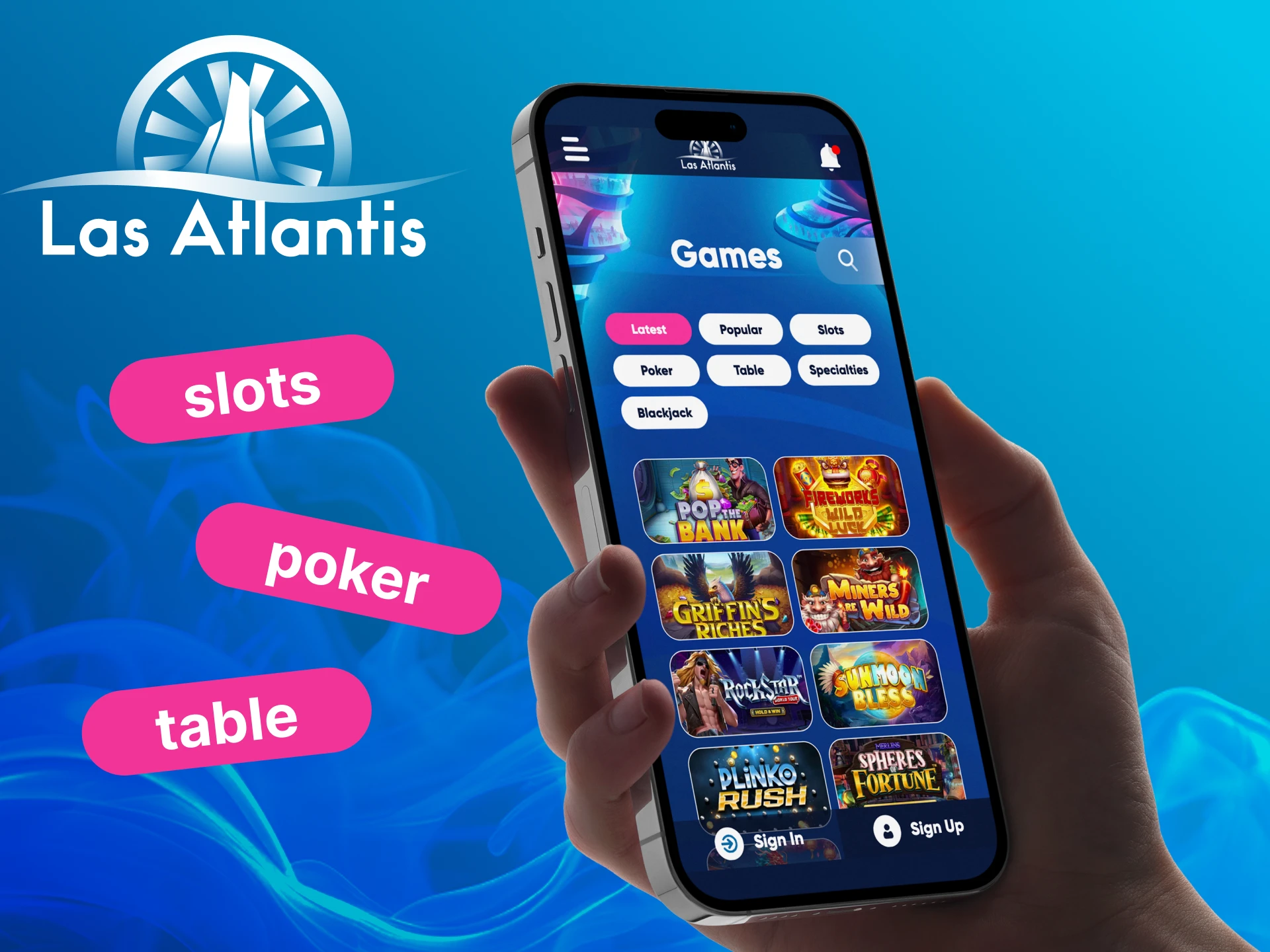 What casino games are there in the Las Atlantis Casino app.