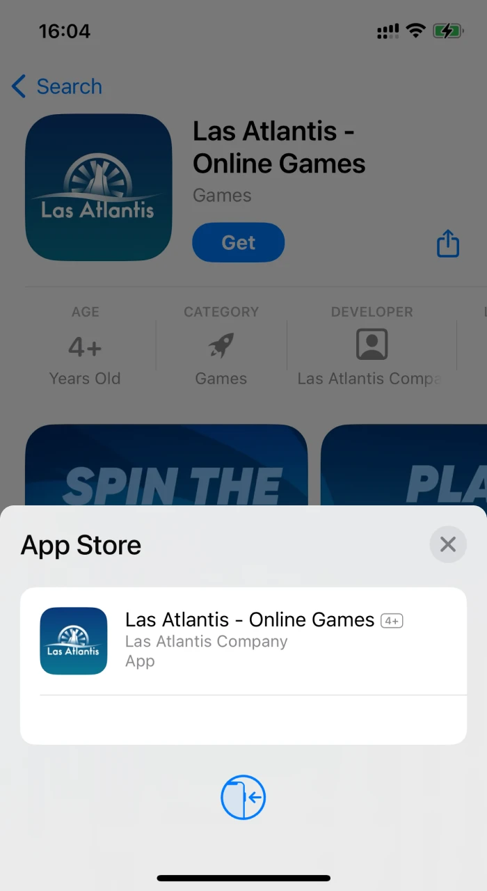 How to start installing the Atlantis casino app on iPhone.