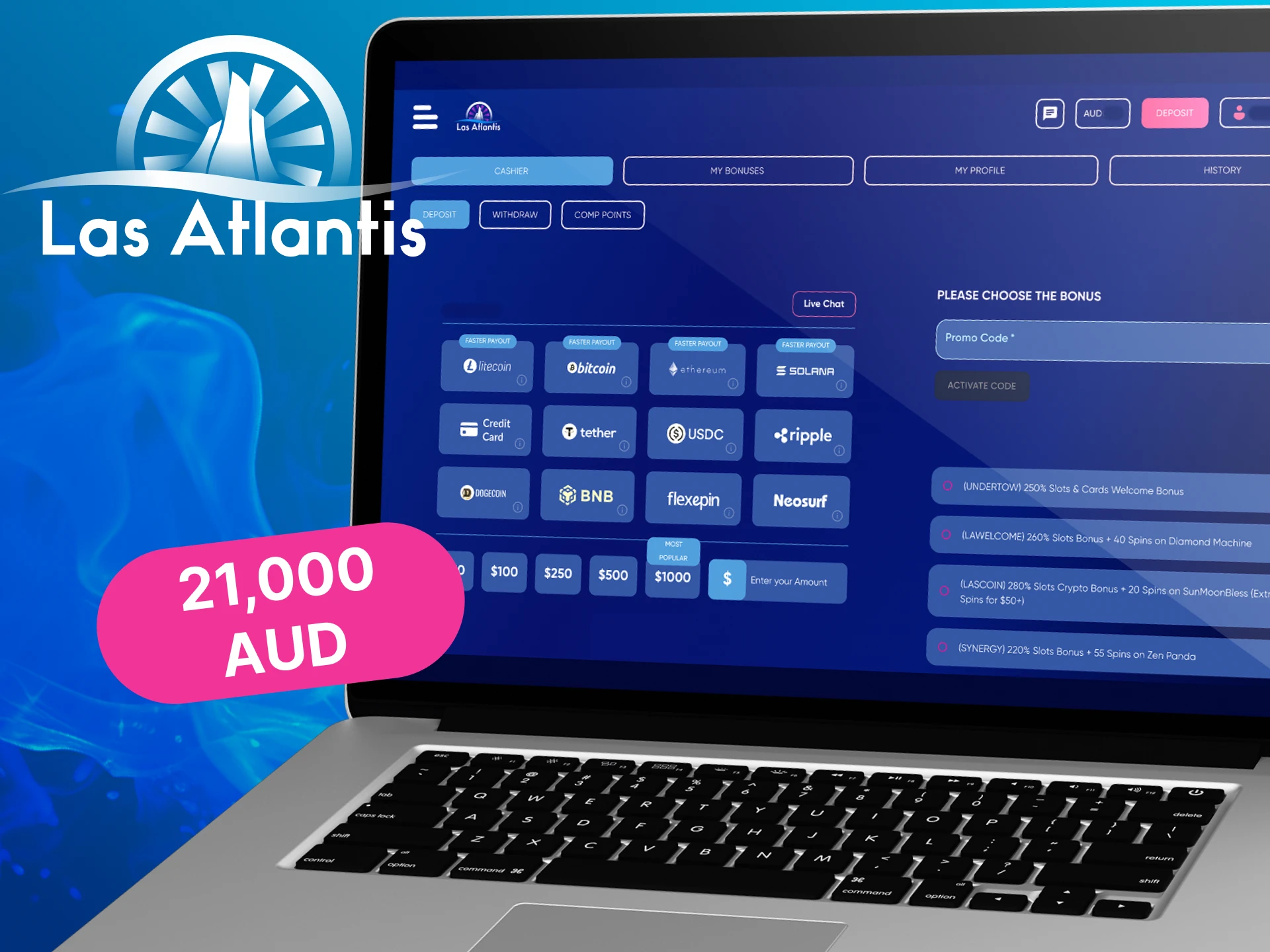 How many bonuses can I get for my first 5 deposits at Las Atlantis Casino.