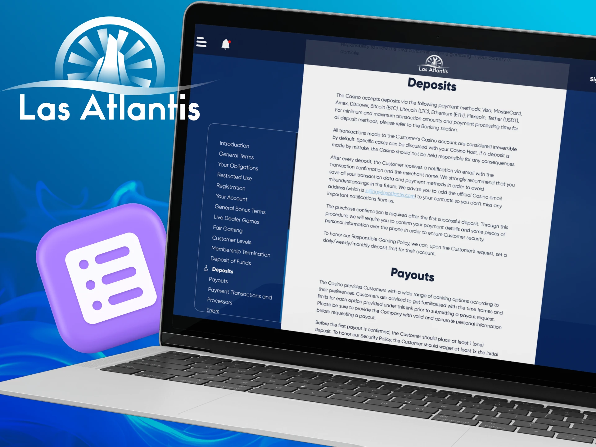 What are the conditions for withdrawing money from an account at Las Atlantis casino.